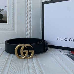 Leather belt with GG buckle